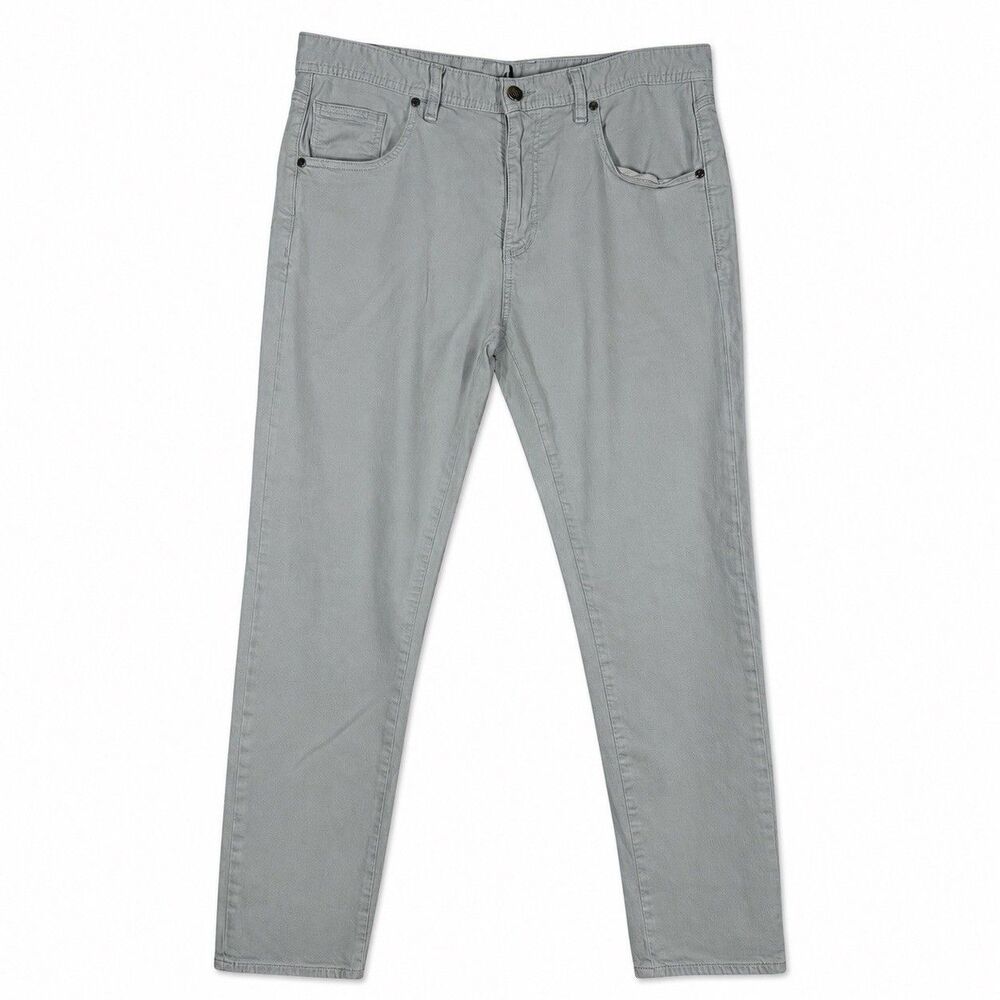 Johnny O Hugo Chino Pants Mens 34x30 Gray 5 Pocket Classic Fit Mako Cotton